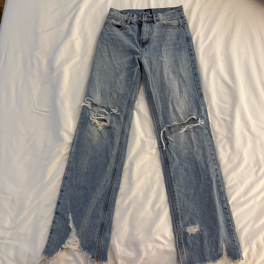 BDG Light Blue Distressed Straight Cowboy Jeans